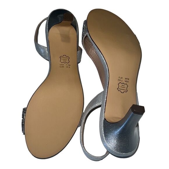 Nina Nieves True Silver Reflective Crystals Sling-back Sandals Size 7.5 NIB - Picture 7 of 11